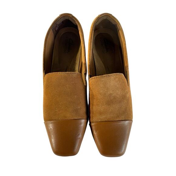 Clarks Collection Suede Cap Toe Loafer Tilmont Step Camel Tan Slip On Comfy 8.5M - Picture 5 of 9
